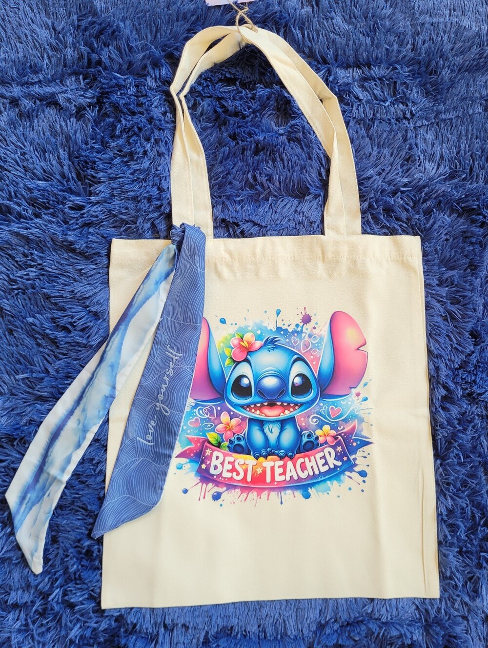 Custom Best Teacher Canvas Tote Bag With Sash